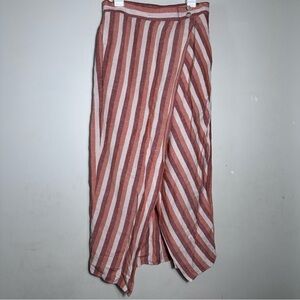 Madewell linen Striped wrap midi Skirt